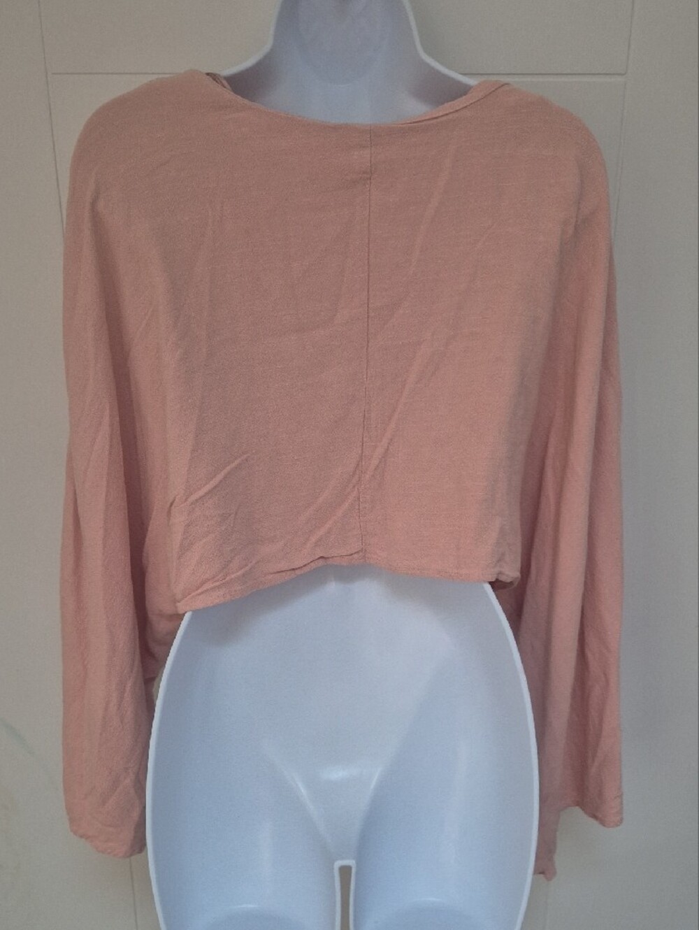 Mable Light Pink Cropped Long-Sleeve loose blouse S - Picture 2 of 3